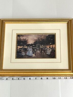 Christa Kieffer Ornate Framed Textured Canvas Art Print "Meeting at Fountain"